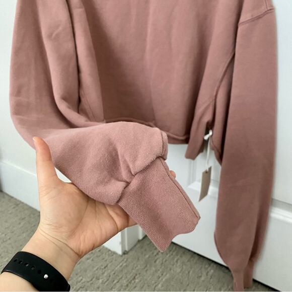 NWT Good American 100% Cotton Casual Comfy Athleisure Minimal LS Crop Sweatshirt - Picture 2 of 6